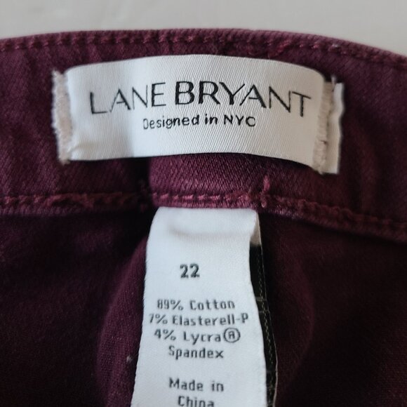 LANE BRYANT - MAROON-DENIM SKINNY JEANS-HIGH RISE- ULTIMATE STRETCH- SIZE 22 - Picture 2 of 14